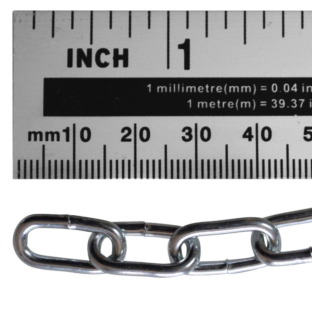 ASEC Steel Welded Chain Silver 2.5m Length 2.5mm x 14mm 2.5m - Zinc Plated