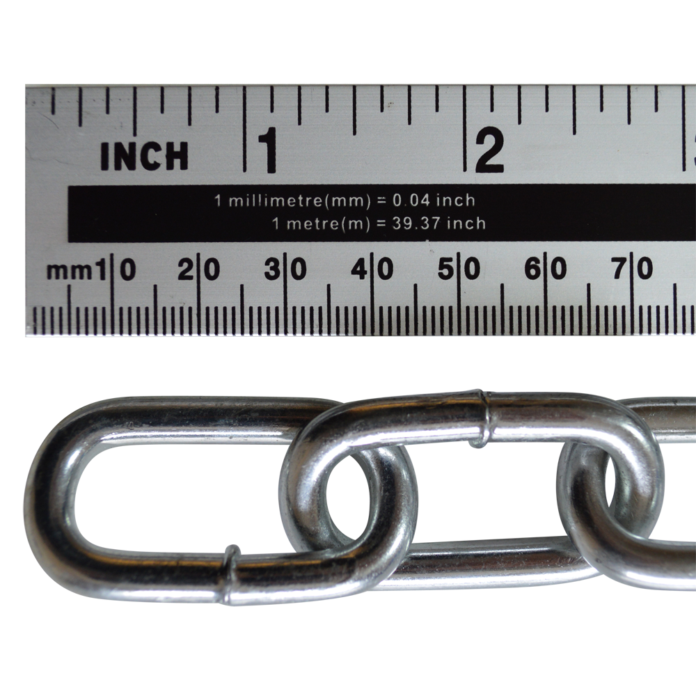 ASEC Steel Welded Chain Silver 2.5m Length 6mm x 33mm 2.5m - Zinc Plated