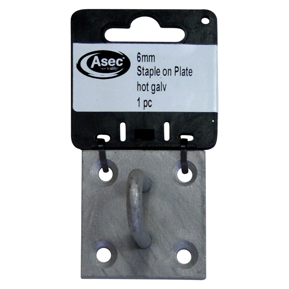 ASEC Steel Staple on Plate 6mm - Zinc Plated