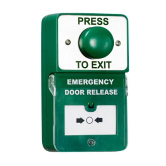 ASEC Dual Unit Combined Exit Button and Call Point Green