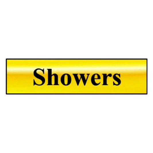 ASEC Showers 200mm X 50mm Gold Self Adhesive Sign Gold