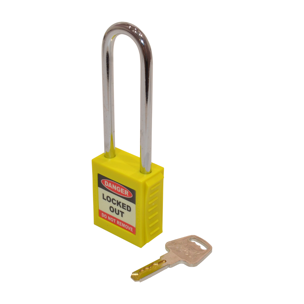 ASEC Safety Lockout Tagout Padlock Long Shackle Yellow