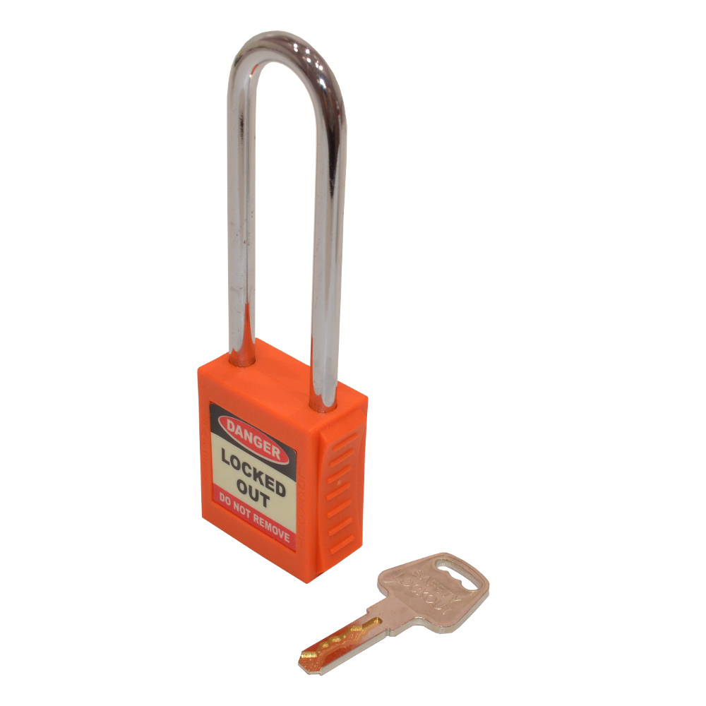 ASEC Safety Lockout Tagout Padlock Long Shackle Orange