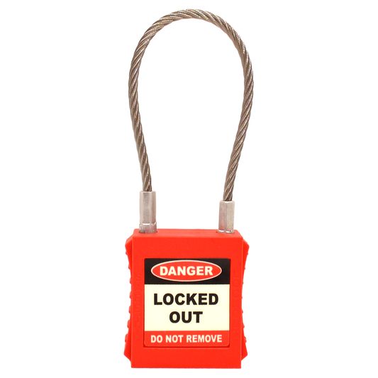 ASEC Safety Lockout Tagout Padlock with Wire Shackle 42mm Width