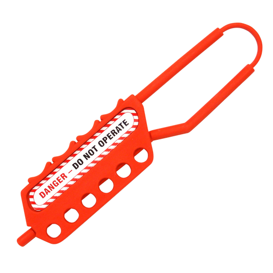 ASEC Nonconductive Lockout Tagout Hasp 6 Holes 6mm Thread 6 Holes - Red