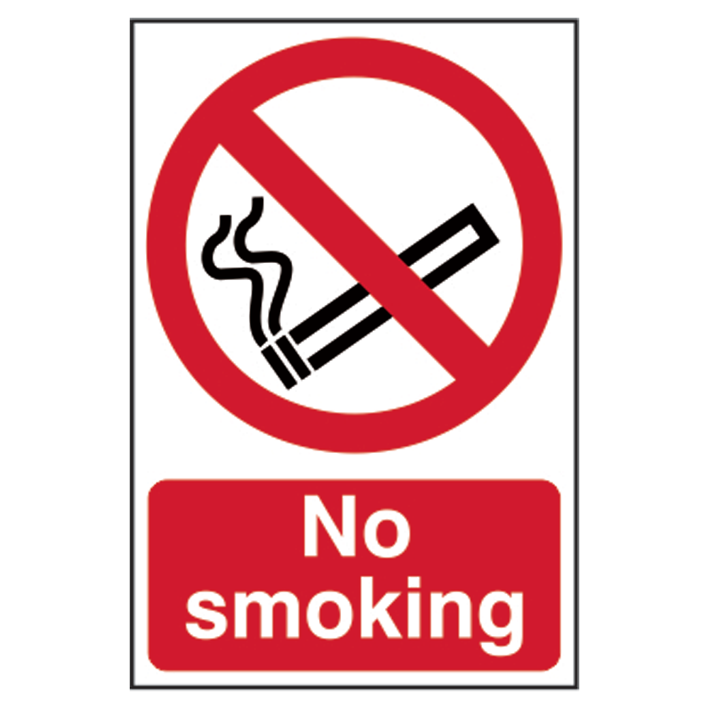 ASEC No Smoking Sign 200mm x 300mm 200mm x 300mm - Red & White