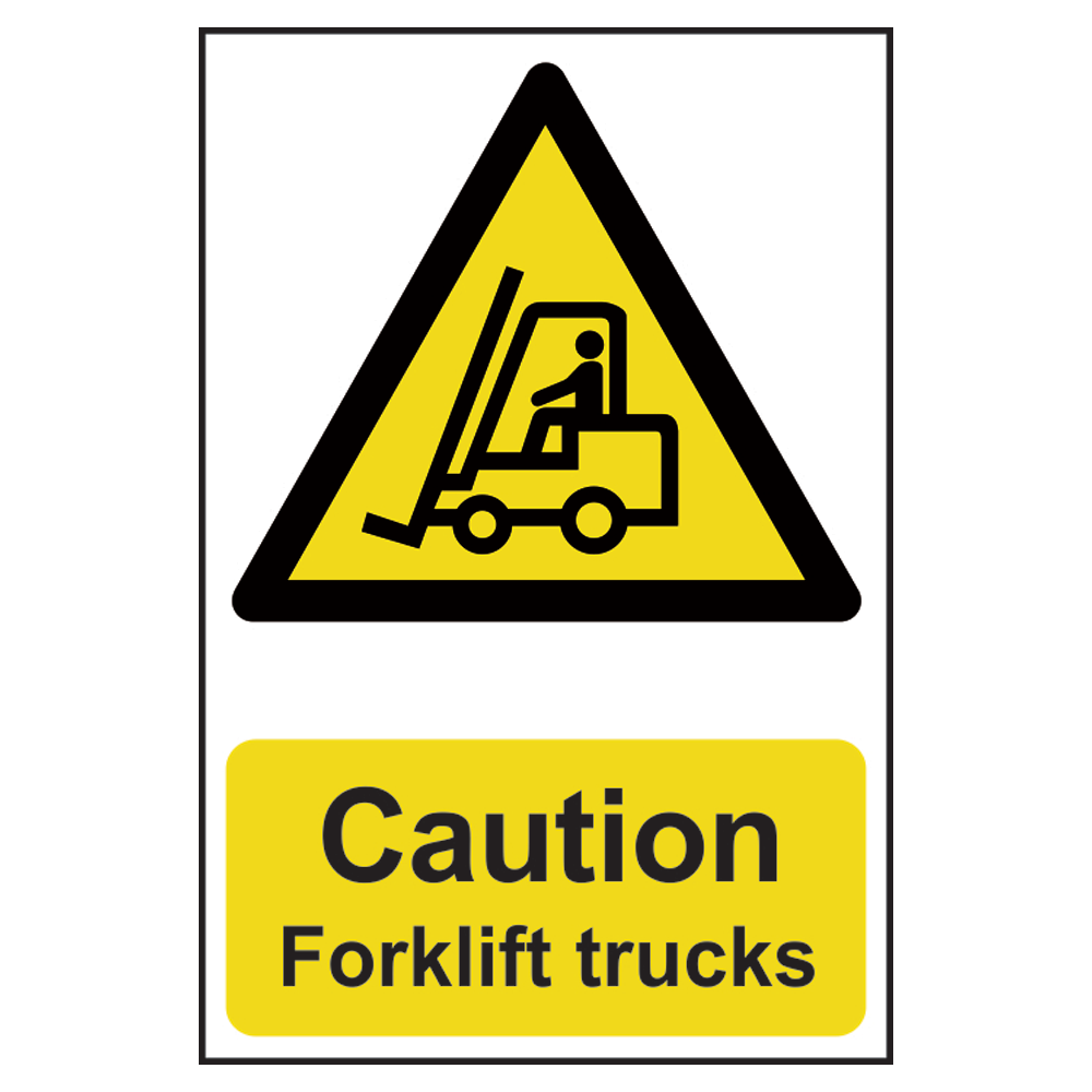 ASEC Caution Forklift Trucks Sign 200mm x 300mm 200mm x 300mm - Black & Yellow