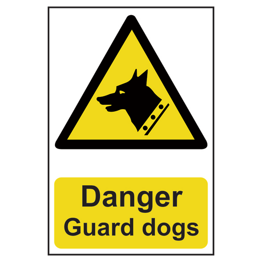 ASEC Danger Guard Dogs Sign 200mm x 300mm 200mm x 300mm - Black & Yellow