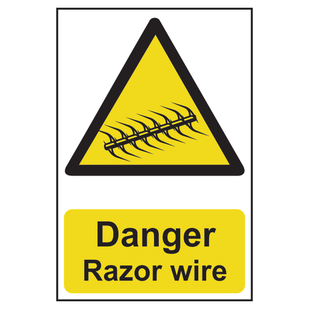 ASEC Danger Razor Wire Sign 200mm x 300mm 200mm x 300mm - Black & Yellow