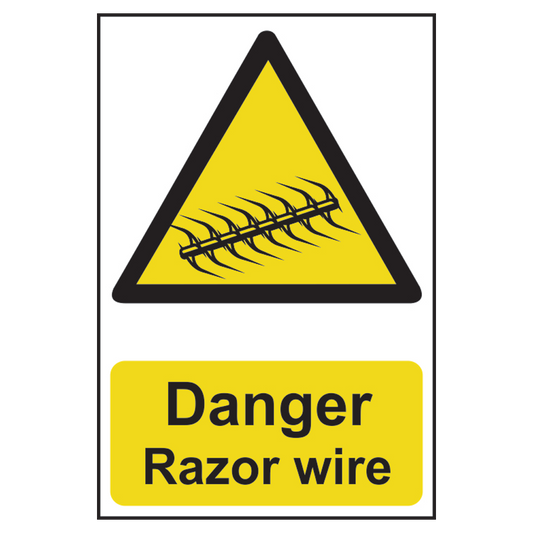 ASEC Danger Razor Wire Sign 200mm x 300mm 200mm x 300mm - Black & Yellow
