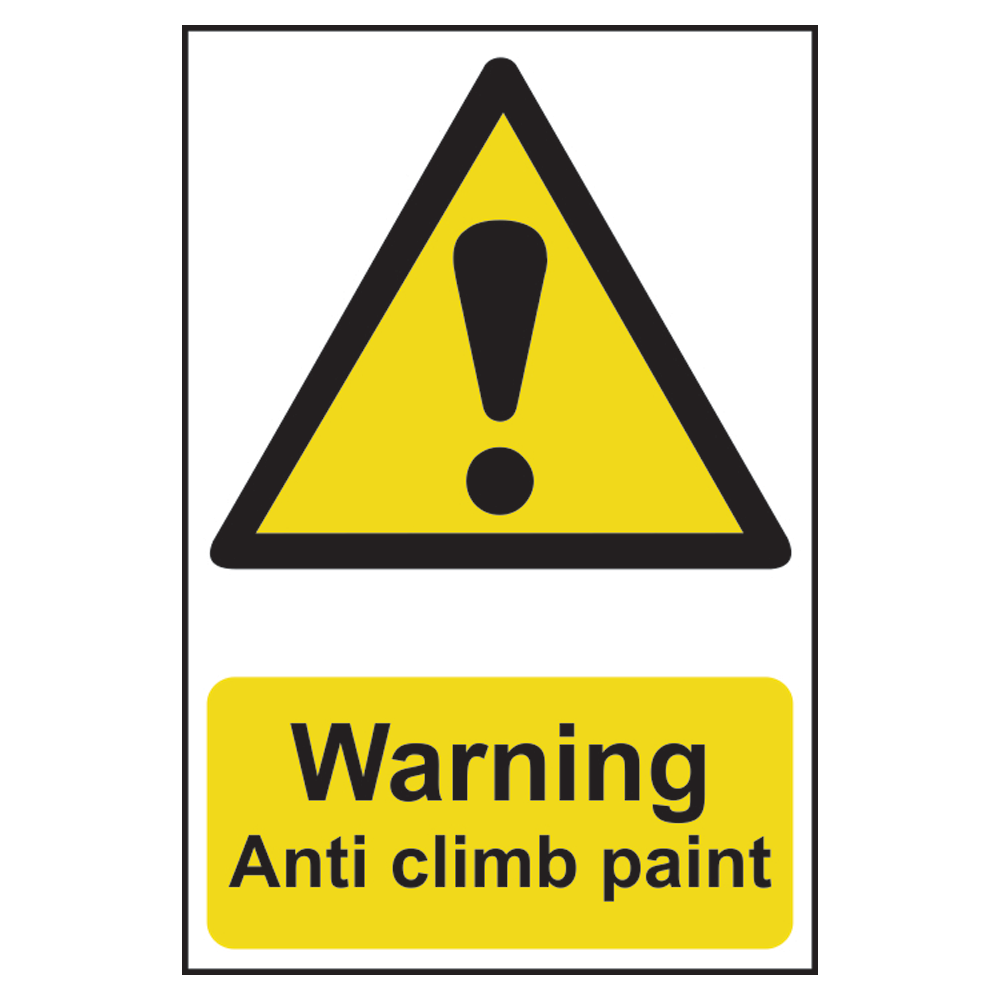 ASEC Warning Anti Climb Paint Sign 200mm x 300mm 200mm x 300mm - Black & Yellow