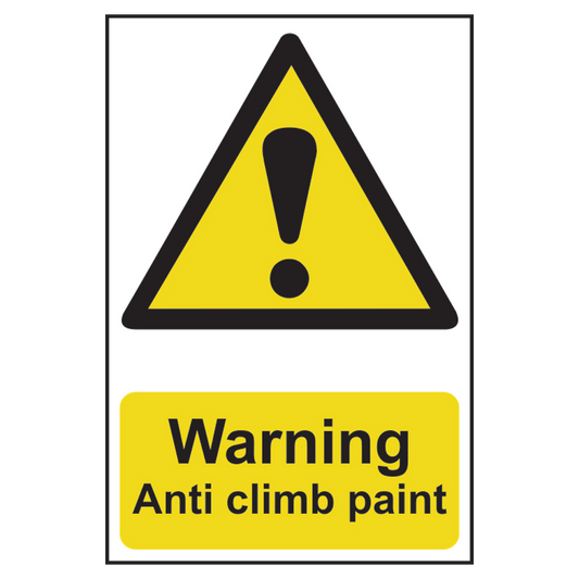 ASEC Warning Anti Climb Paint Sign 200mm x 300mm 200mm x 300mm - Black & Yellow