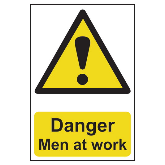 ASEC Danger Men at Work Sign 200mm x 300mm 200mm x 300mm - Black & Yellow