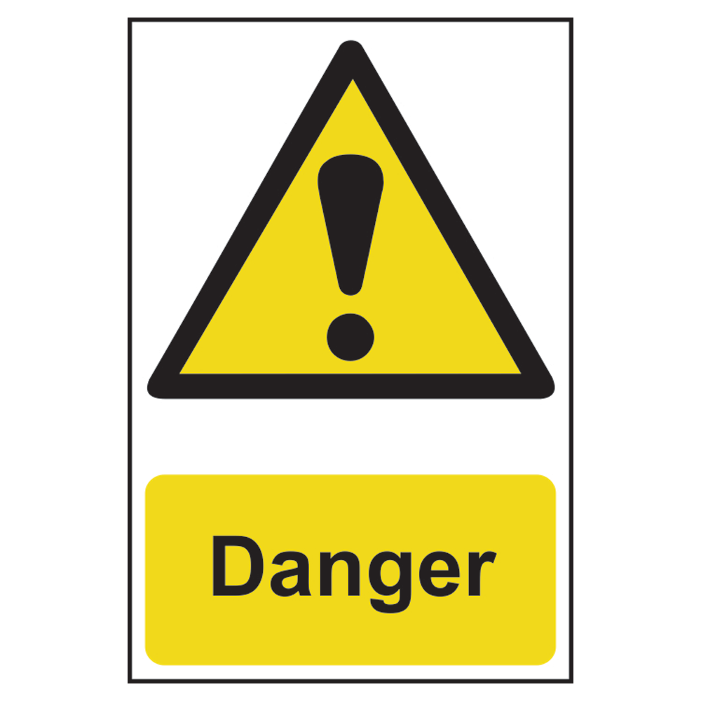 ASEC Danger Warning Sign PVC 200mm x 300mm 200mm x 300mm - Black & Yellow