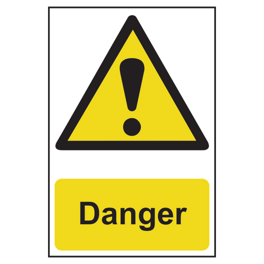 ASEC Danger Warning Sign PVC 200mm x 300mm 200mm x 300mm - Black & Yellow