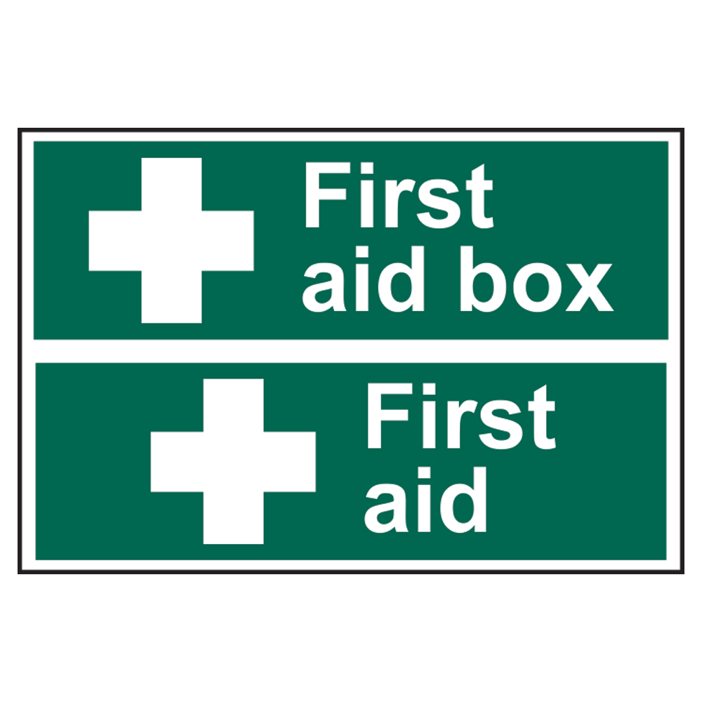 ASEC First Aid Box Sign 300mm x 200mm 300mm x 200mm - Green & White