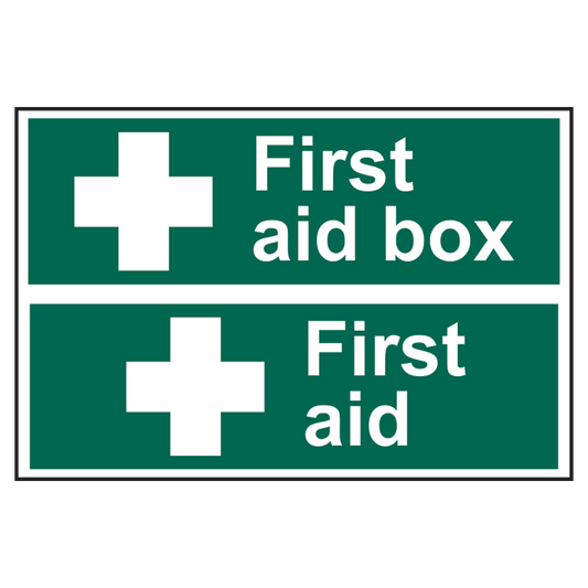 ASEC First Aid Box Sign 300mm x 200mm 300mm x 200mm - Green & White