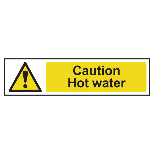 ASEC Caution Hot Water Sign 200mm x 50mm 200mm x 50mm - Black & Yellow