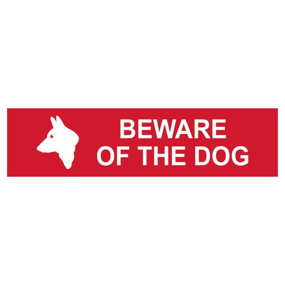 ASEC Beware of The Dog Sign 200mm x 50mm 200mm x 50mm - Red & White