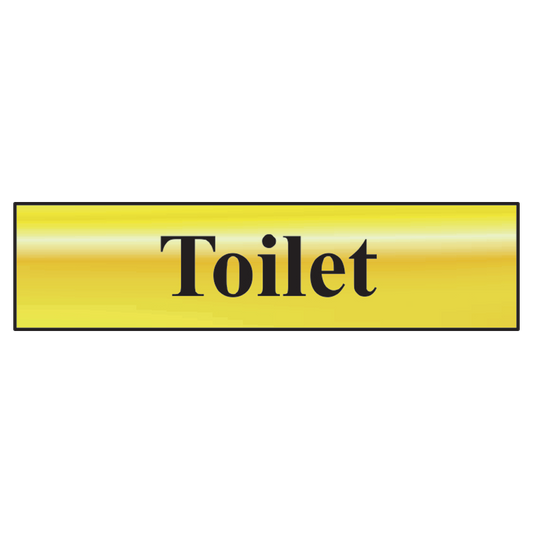 ASEC Toilet 200mm x 50mm Metal Strip Self Adhesive Sign Gold