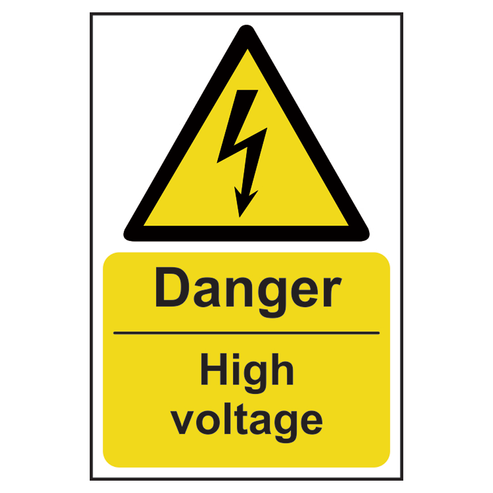 ASEC Danger High Voltage Sign 200mm x 300mm 200mm x 300mm - Black & Yellow
