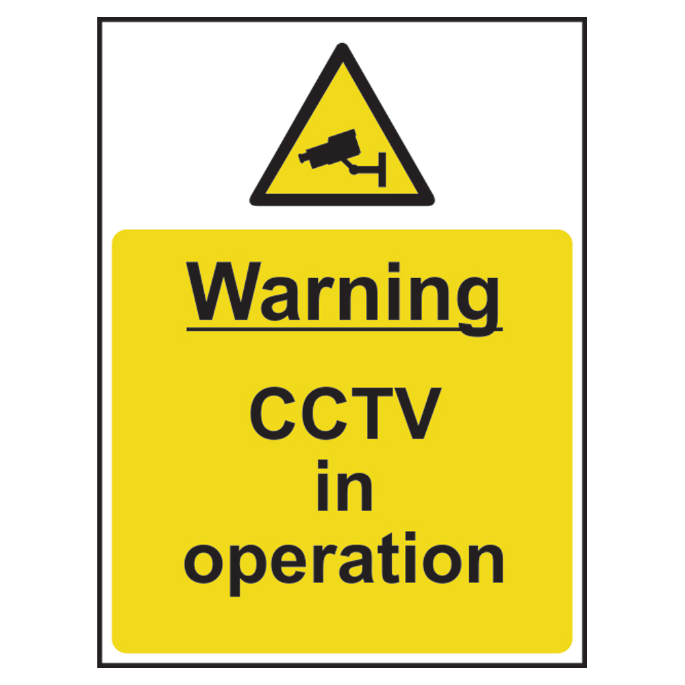 ASEC Warning CCTV In Operation Sign 300mm x 400mm 300mm x 400mm - Black & Yellow