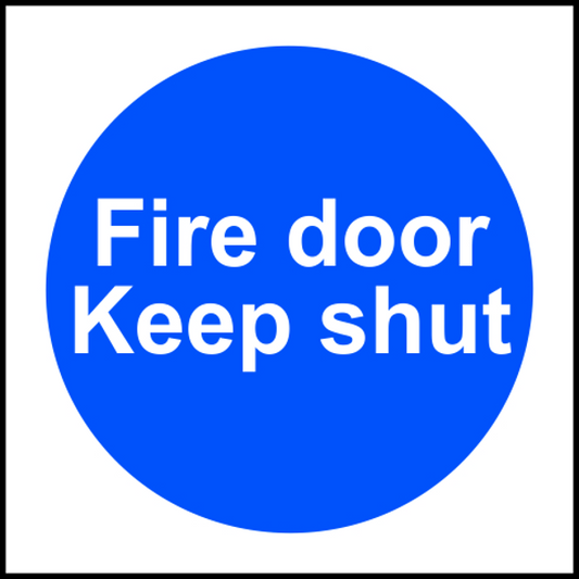 ASEC Fire door Keep shut Sign 100mm x 100mm x 100mm - Blue & White