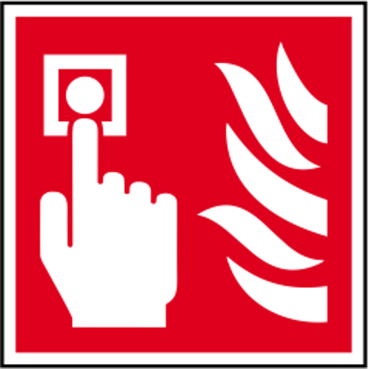ASEC Fire Alarm Call Point Sign 100mm x 100mm x 100mm - Red & White