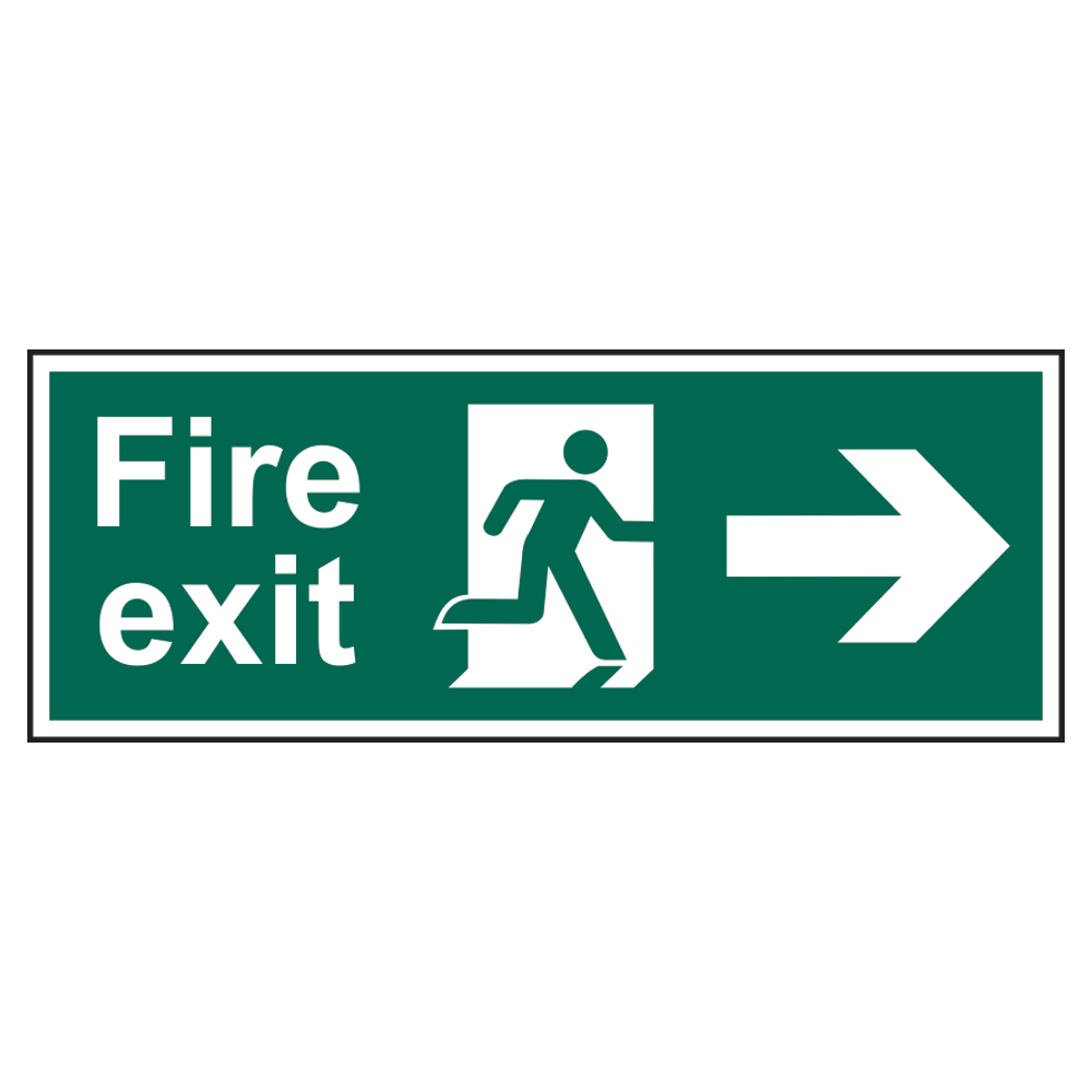 ASEC Fire Exit Arrow Direction Sign 400mm x 150mm Right - Green & White