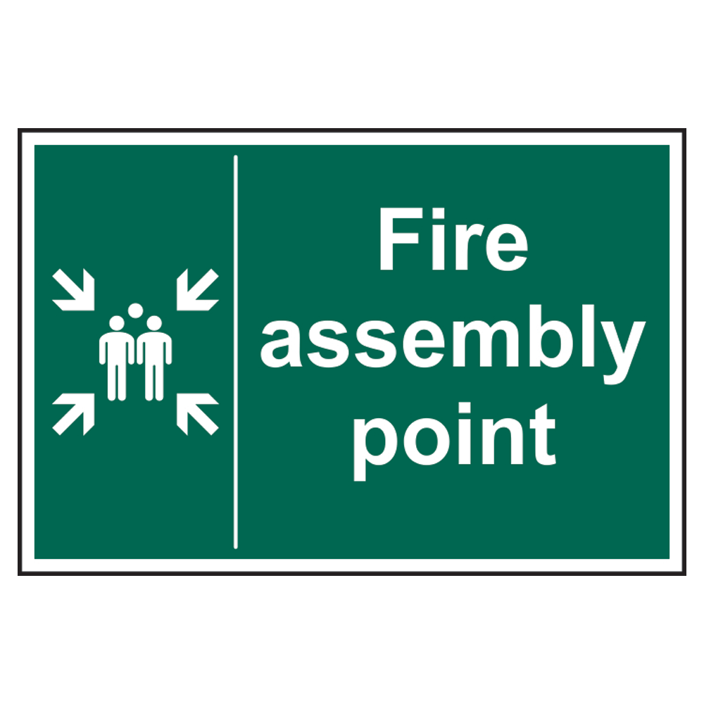 ASEC Fire Assembly Point Sign 400mm x 600mm 400mm x 600mm - Green & White
