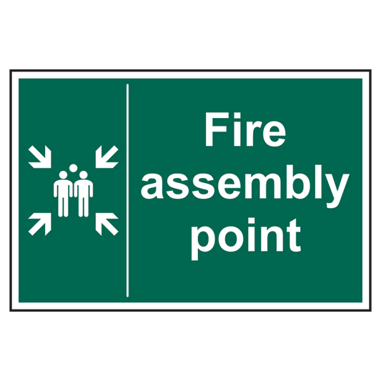 ASEC Fire Assembly Point Sign 400mm x 600mm 400mm x 600mm - Green & White