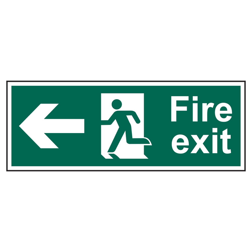 ASEC Fire Exit Arrow Direction Sign 400mm x 150mm Left - Green & White