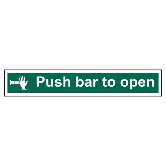 ASEC Push Bar To Open Sign 600mm x 100mm 600mm x 100mm - Green & White