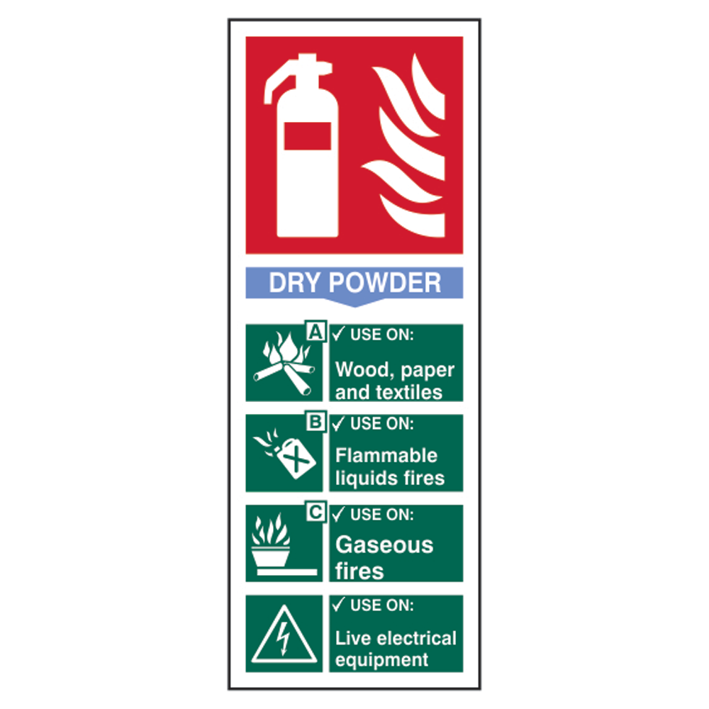 ASEC Fire Extinguisher Signs 82mm x 202mm Dry Powder