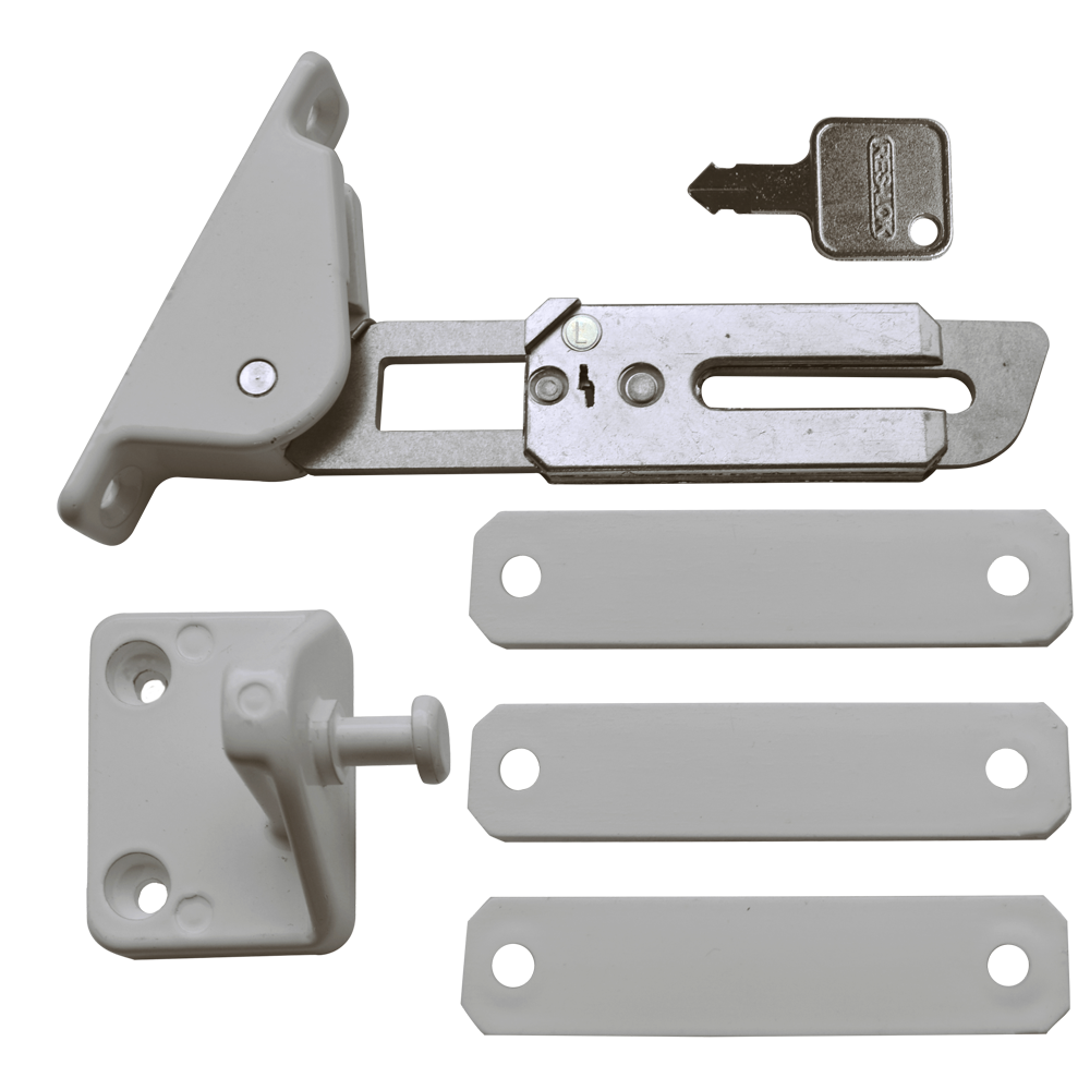 ASEC Face Fix Locking Window Restrictor Kit Left Hand - Silver & White