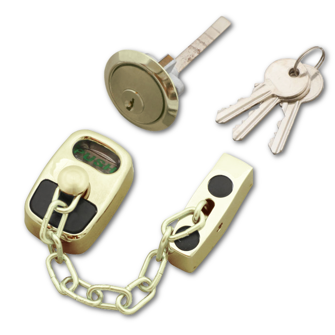 ASEC Door Chain with External Cylinder Gold
