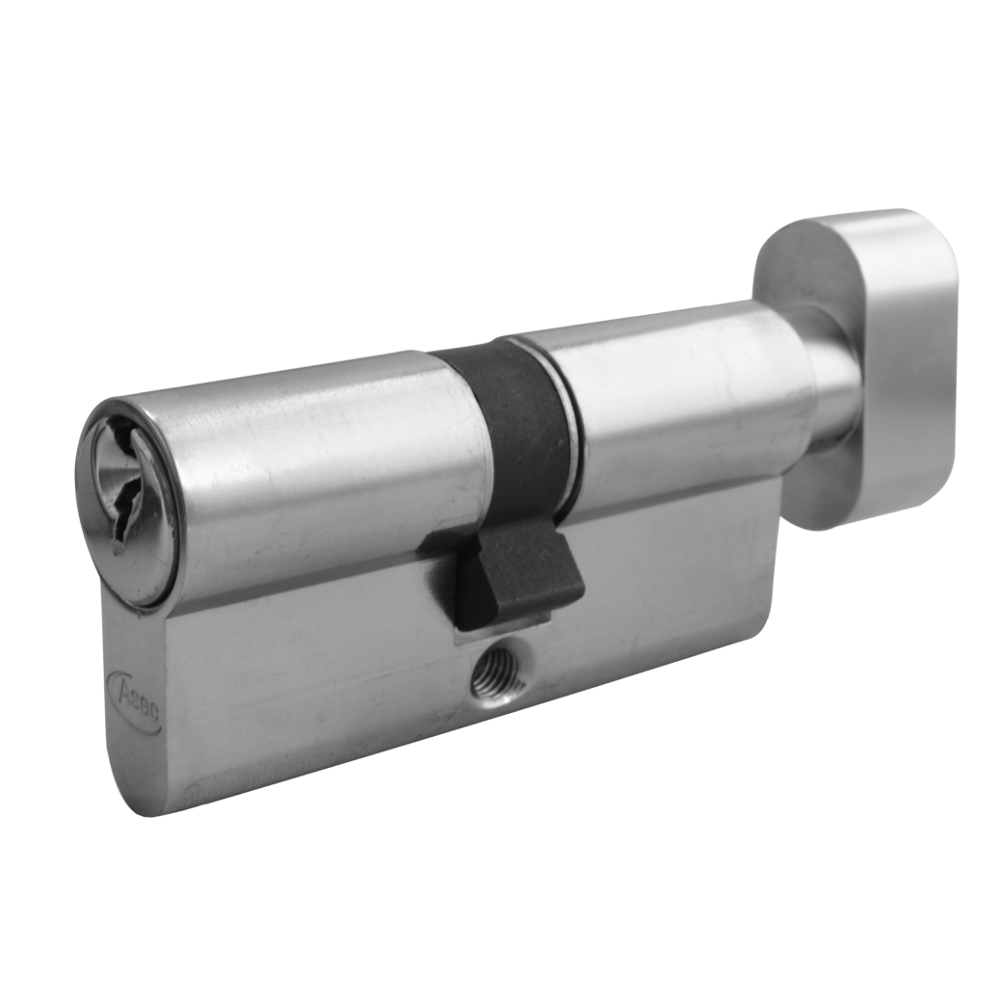ASEC 5-Pin Euro Key & Turn Cylinder 60mm 30/T30 25/10/T25 Keyed To Differ - Nickel Plated