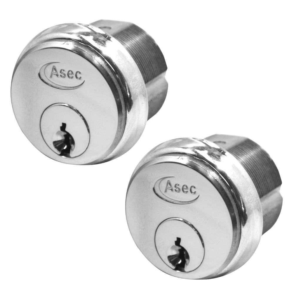 ASEC 5-Pin Screw-In Cylinder Keyed Alike Pair - Satin Chrome