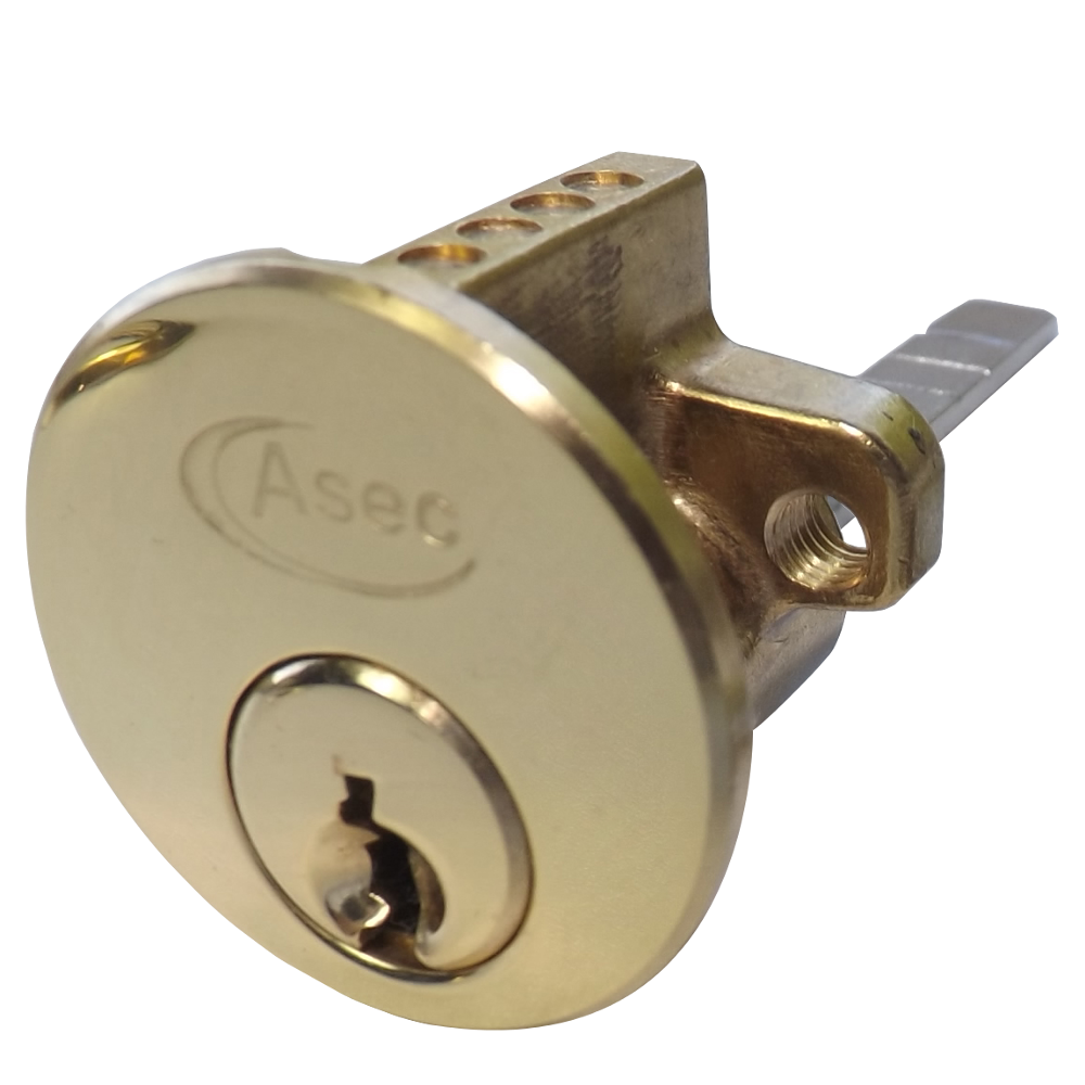 ASEC 5-Pin Rim Cylinder Keyed To Differ - Polished Brass