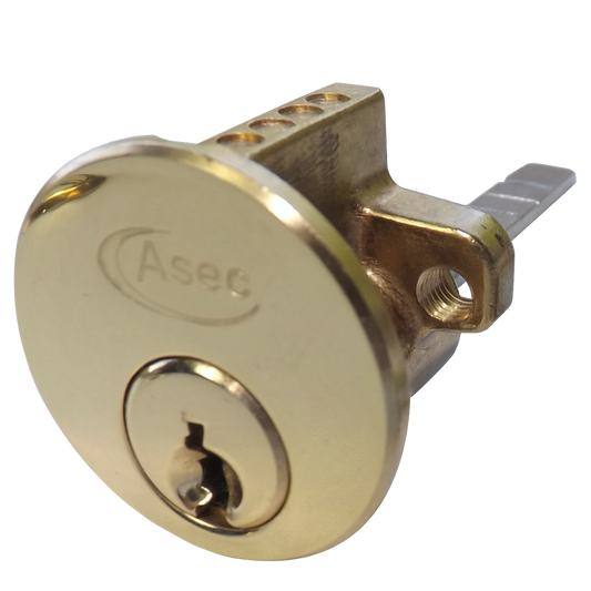 ASEC 5-Pin Rim Cylinder Keyed To Differ - Polished Brass