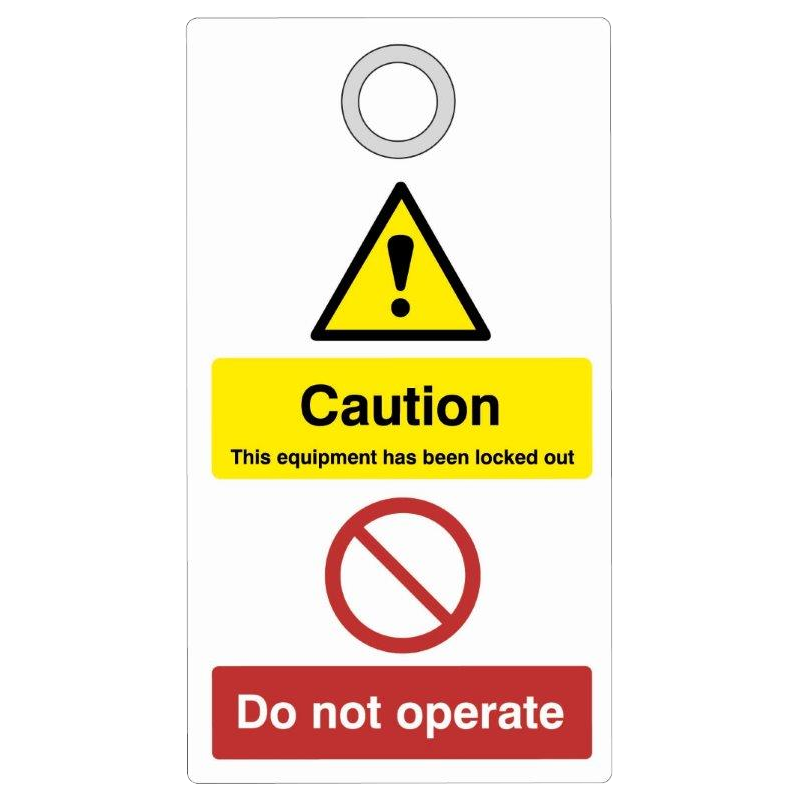 ASEC Double Sided Lockout Tagout Tags Caution - Do Not Operate 75mm - Red & Yellow