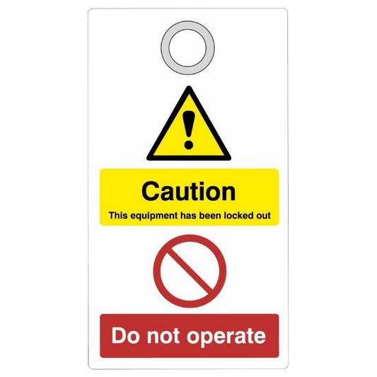 ASEC Double Sided Lockout Tagout Tags Caution - Do Not Operate 75mm - Red & Yellow