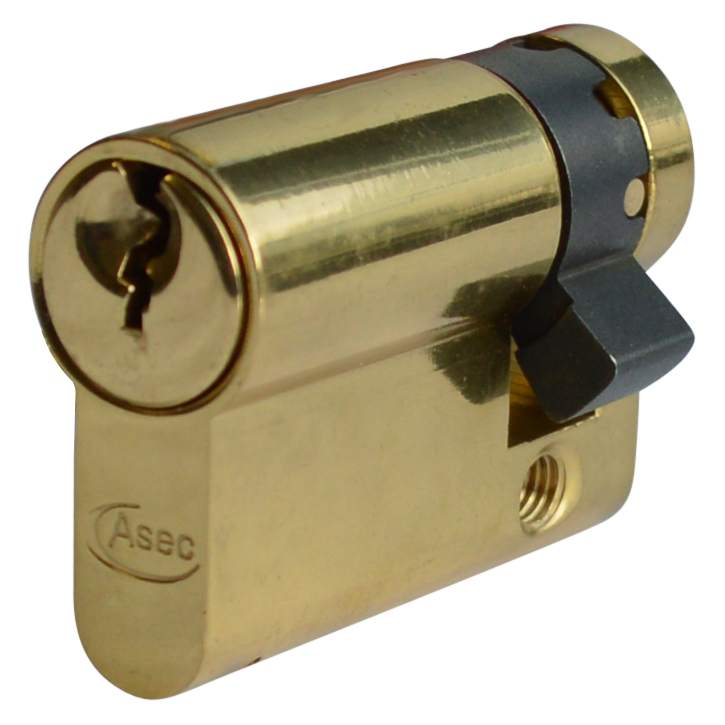 Asec Euro Half Cylinder With Adjustable Cam - 5 Pin 45mm 35/10 - Polished Brass