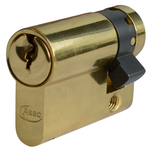 Asec Euro Half Cylinder With Adjustable Cam - 6 Pin 45mm 35/10 - Polished Brass