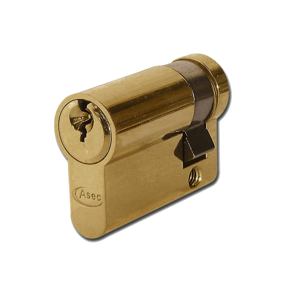 ASEC 5-Pin Euro Half Cylinder 45mm 35/10 Keyed To Differ - Polished Brass