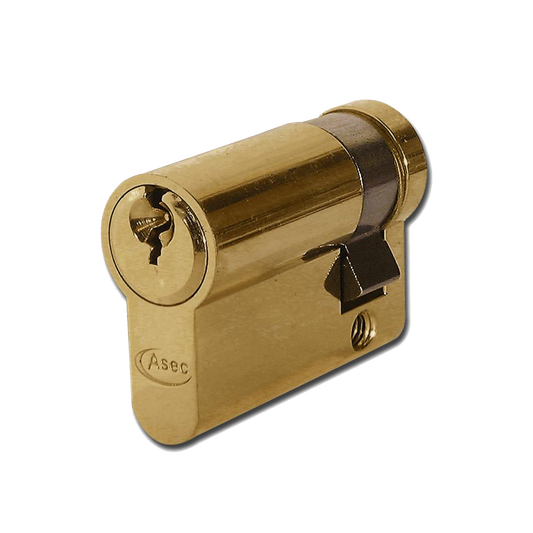 ASEC 5-Pin Euro Half Cylinder 45mm 35/10 Keyed To Differ - Polished Brass