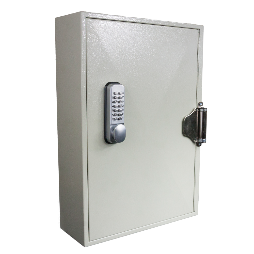 ASEC 50 Hook Digital Self Closing Cabinet For Padlocks or Key Bunches 50 Hooks - Grey