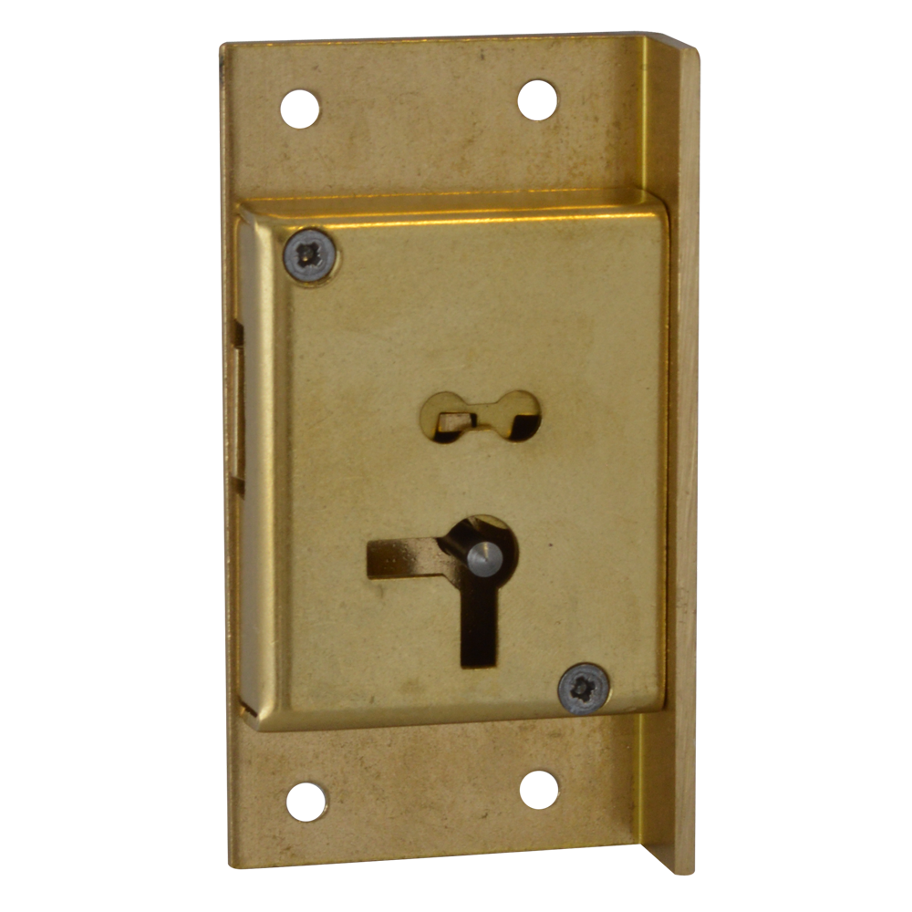 ASEC 61 2 Lever Cut Cupboard Lock 76mm Keyed To Differ Right Handed - Satin Brass