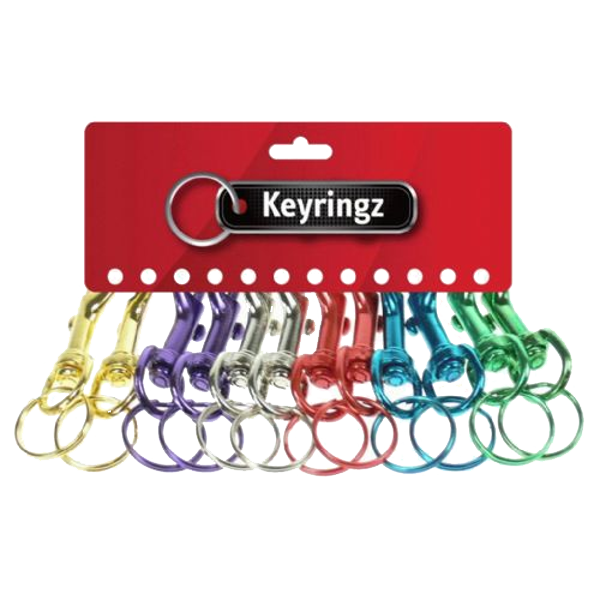 ASEC Metal Kamet Key Ring Pack Of 12 - Assorted Colours
