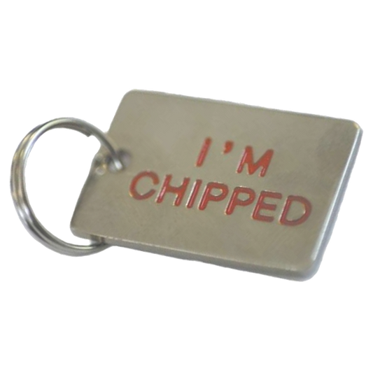 ASEC Pet Tag I Am Chipped - Chrome Plated